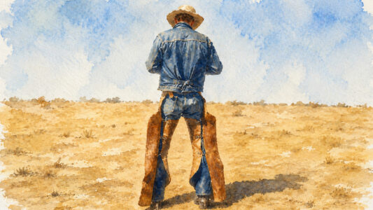 Colorized Watercolor Cowboy 1933 Colorized Watercolor Cowboy 1933